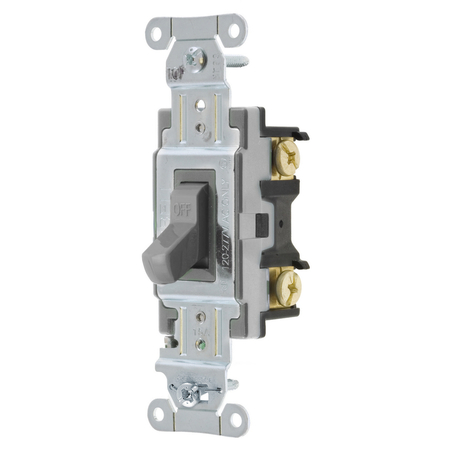 HUBBELL WIRING DEVICE-KELLEMS Switches and Lighting Controls, Toggle Switch, Commercial Grade, Double Pole, 15A 120/277V AC, Back and Side Wired, Gray CSB215GY